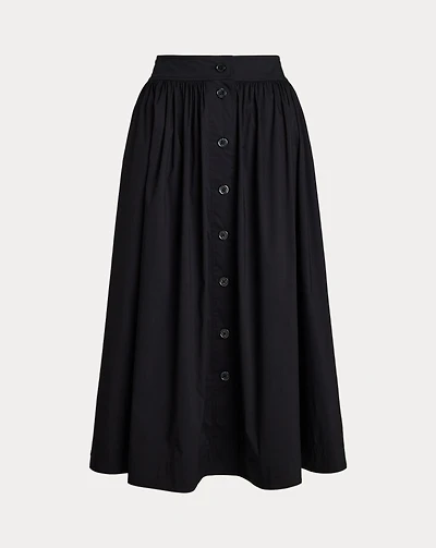 Button-Front Cotton-Blend Skirt