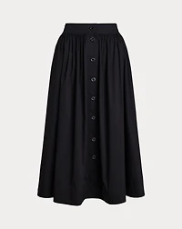 Button-Front Cotton-Blend Skirt