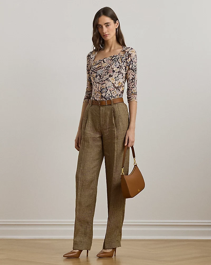Floral Stretch Jersey Asymmetrical Top