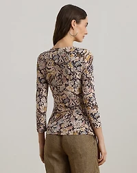 Floral Stretch Jersey Asymmetrical Top