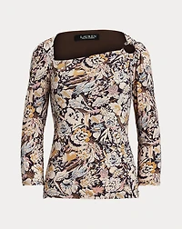 Floral Stretch Jersey Asymmetrical Top