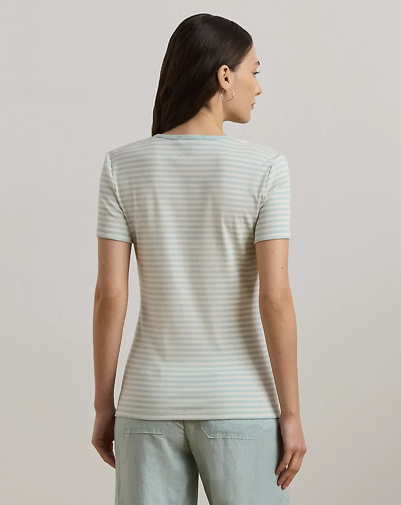 Striped Stretch Cotton Crewneck Tee
