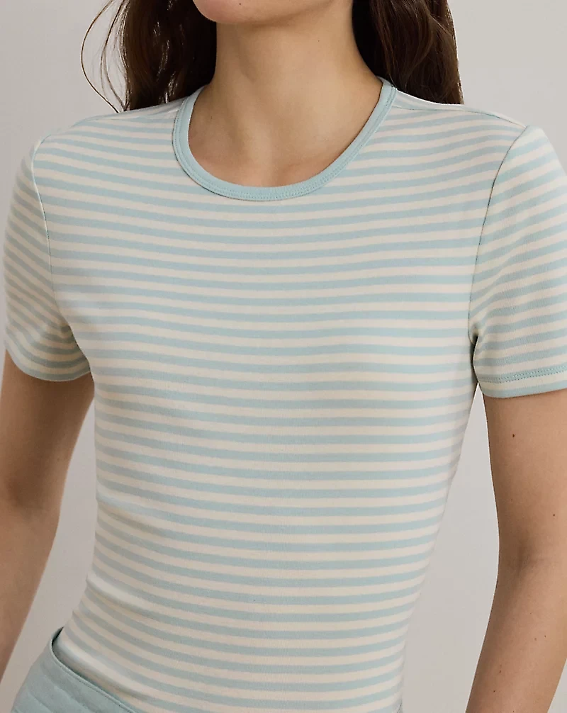 Striped Stretch Cotton Crewneck Tee