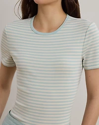 Striped Stretch Cotton Crewneck Tee