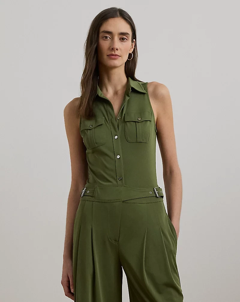 Jersey Wide-Leg Sleeveless Jumpsuit