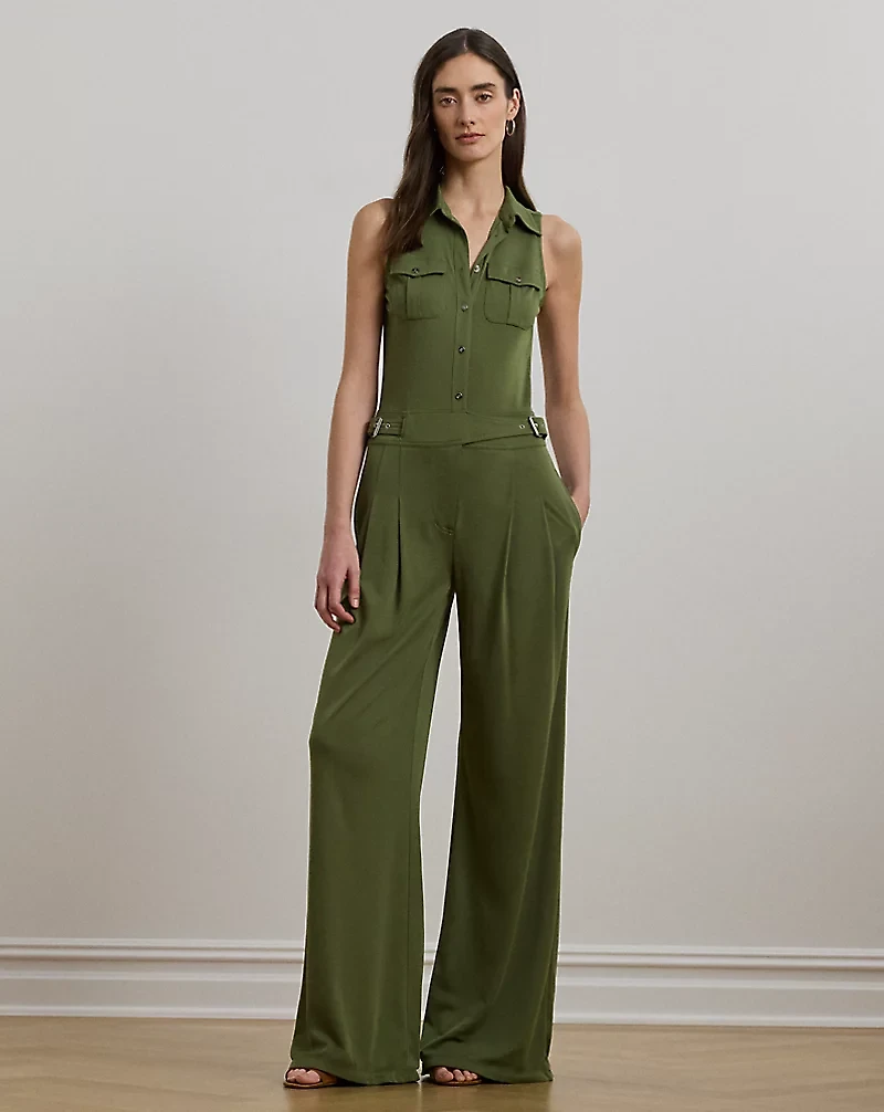 Jersey Wide-Leg Sleeveless Jumpsuit