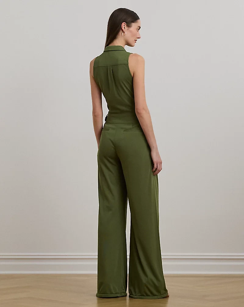 Jersey Wide-Leg Sleeveless Jumpsuit