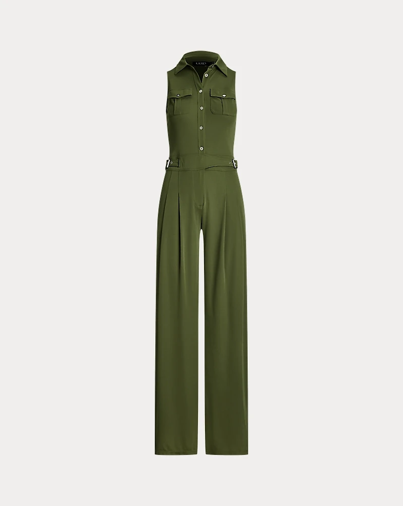 Jersey Wide-Leg Sleeveless Jumpsuit