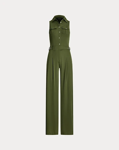Jersey Wide-Leg Sleeveless Jumpsuit