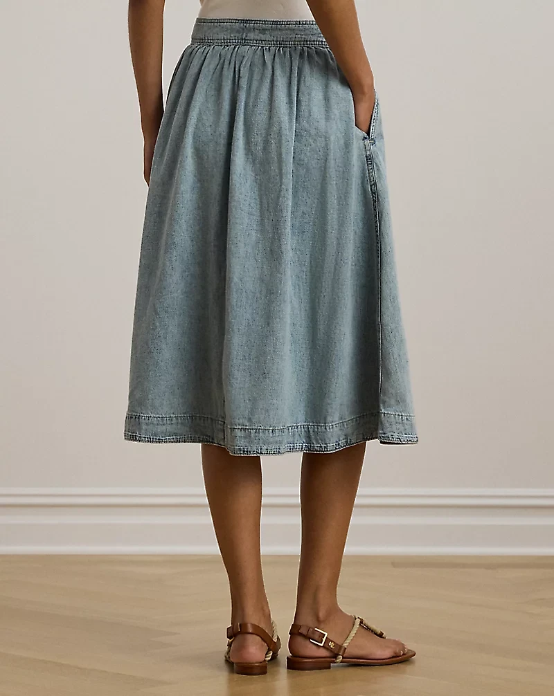 Button-Front Denim Skirt