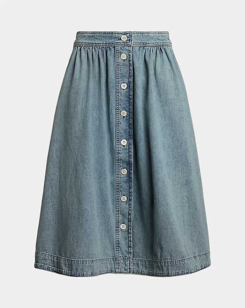 Button-Front Denim Skirt