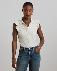 Ruffle-Trim Jersey Sleeveless Shirt