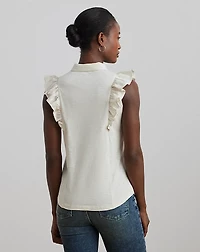 Ruffle-Trim Jersey Sleeveless Shirt