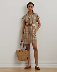 Belted Cotton Madras Shirtdress