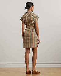 Belted Cotton Madras Shirtdress