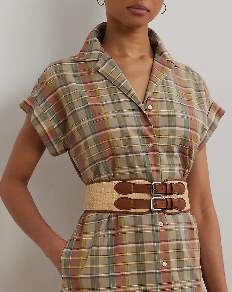 Belted Cotton Madras Shirtdress