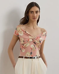 Floral Twist-Front Off-the-Shoulder Top