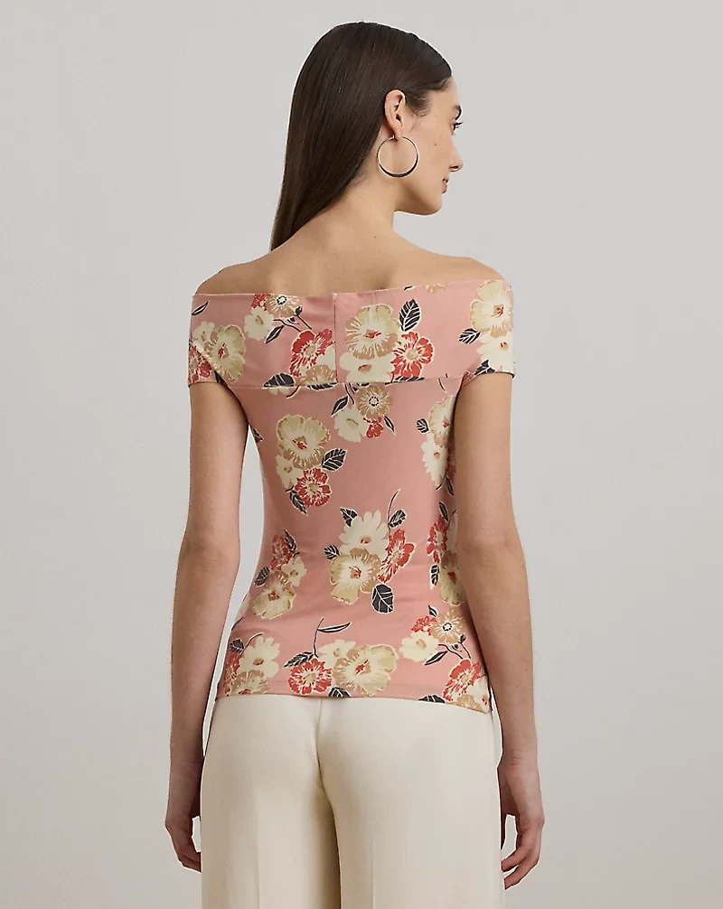 Floral Twist-Front Off-the-Shoulder Top
