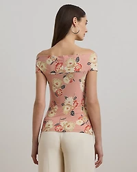Floral Twist-Front Off-the-Shoulder Top