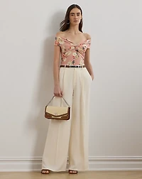 Floral Twist-Front Off-the-Shoulder Top
