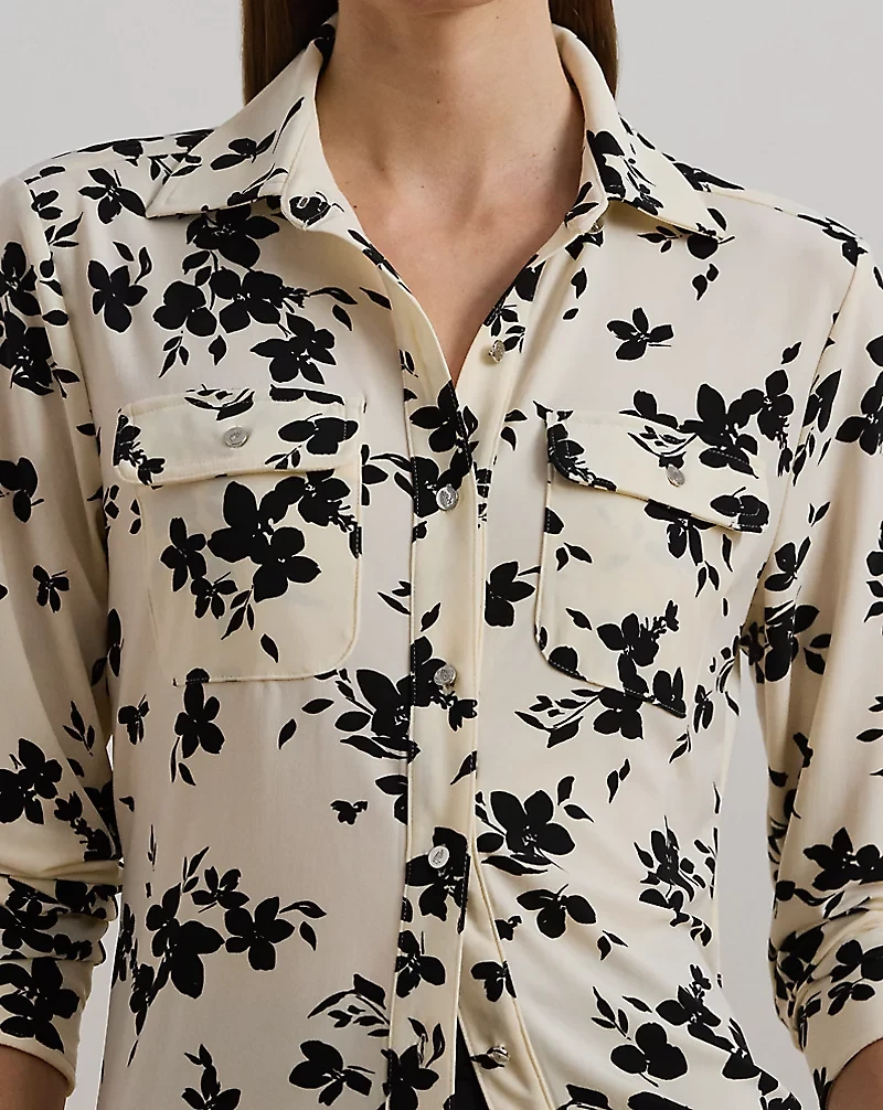 Slim Fit Floral Stretch Jersey Shirt