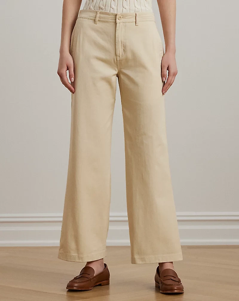 Cotton Twill Wide-Leg Pant