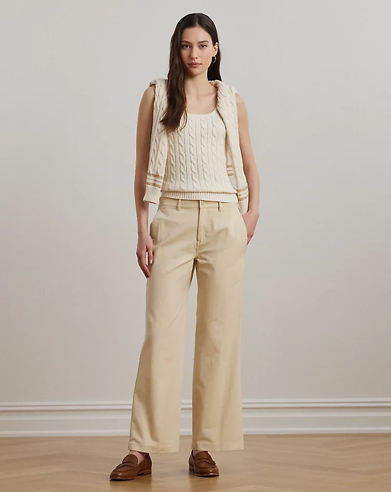 Cotton Twill Wide-Leg Pant