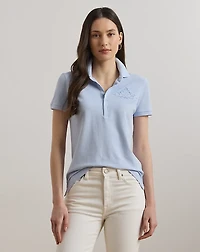 Floral-Logo Cotton Piqué Polo Shirt