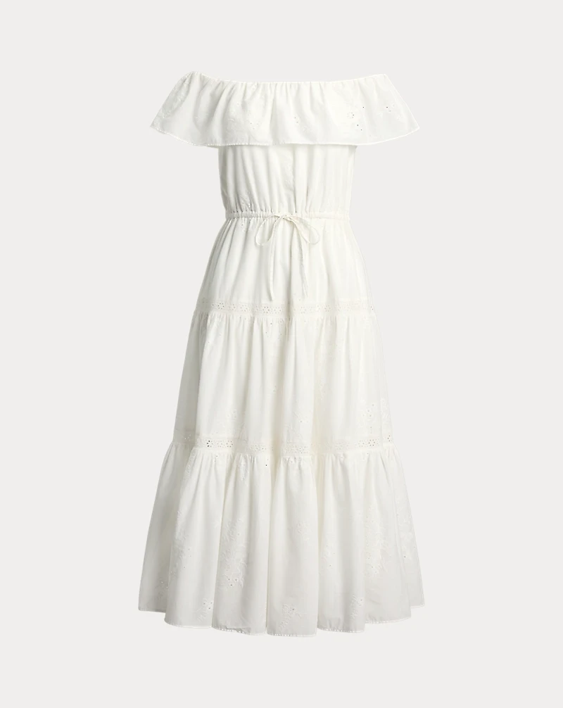 Cotton Off-the-Shoulder Tiered Dress