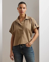 Cotton-Blend Short-Sleeve Camp Shirt