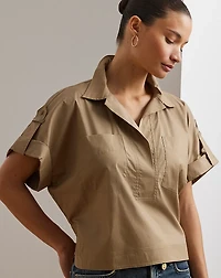 Cotton-Blend Short-Sleeve Camp Shirt