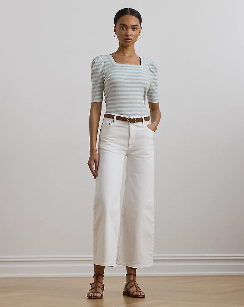 Striped Cotton Jersey Puff-Sleeve Tee