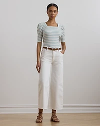 Striped Cotton Jersey Puff-Sleeve Tee