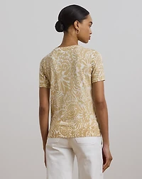 Floral Cotton-Blend Short-Sleeve Sweater