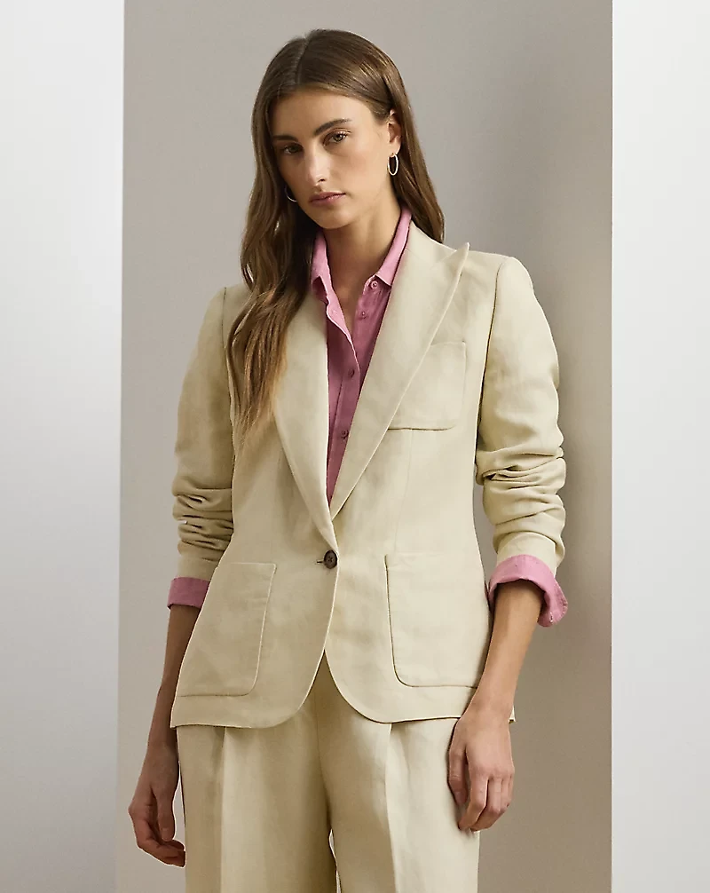 Linen-Blend Twill Blazer
