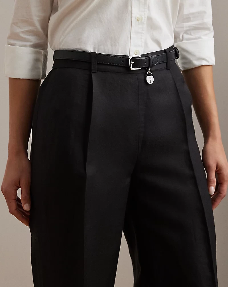 Linen-Blend Twill Wide-Leg Pant