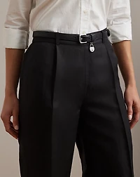 Linen-Blend Twill Wide-Leg Pant