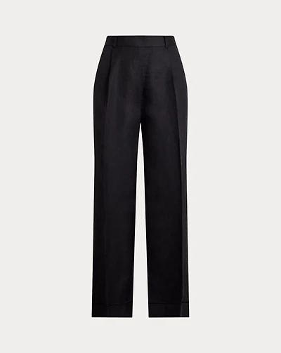 Linen-Blend Twill Wide-Leg Pant