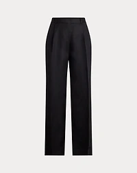Linen-Blend Twill Wide-Leg Pant