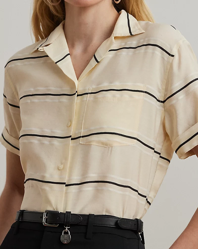 Striped Short-Sleeve Camp Shirt