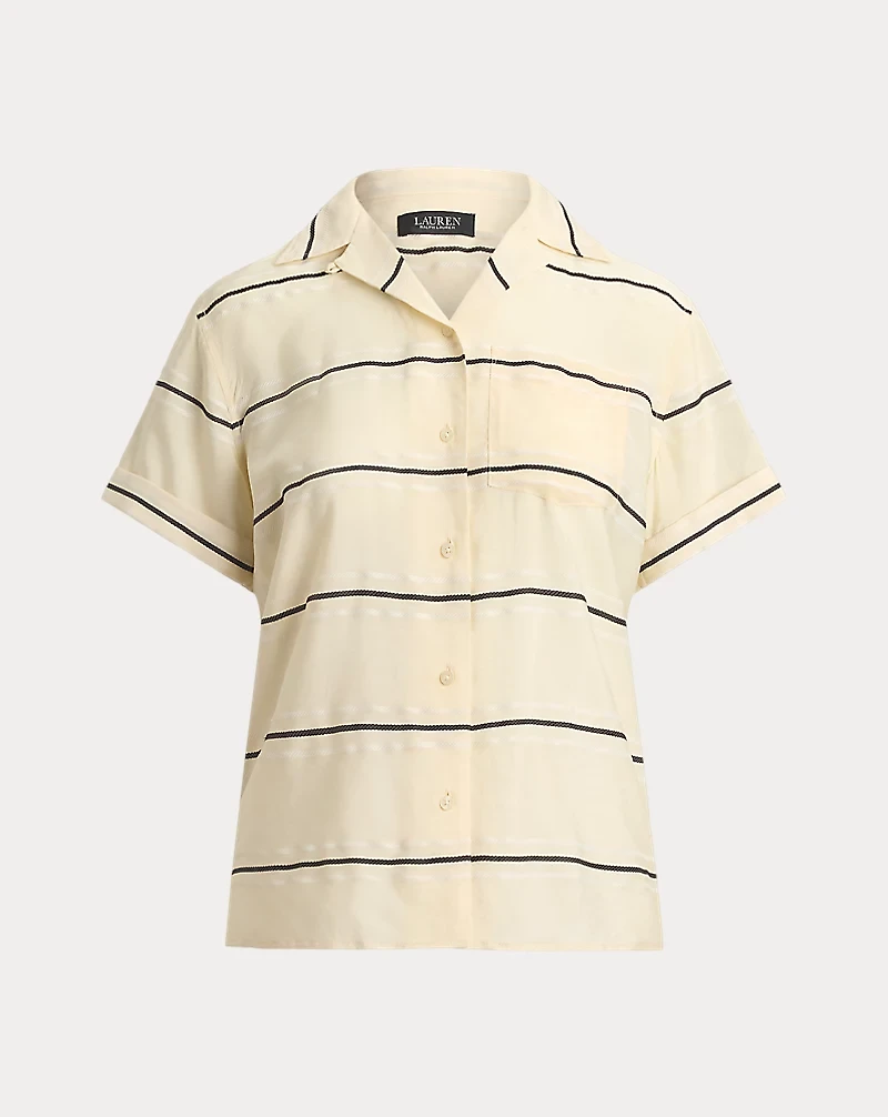 Striped Short-Sleeve Camp Shirt