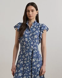 Floral Belted Georgette Shirtdress