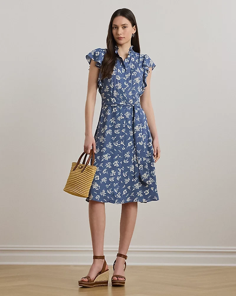 Floral Belted Georgette Shirtdress