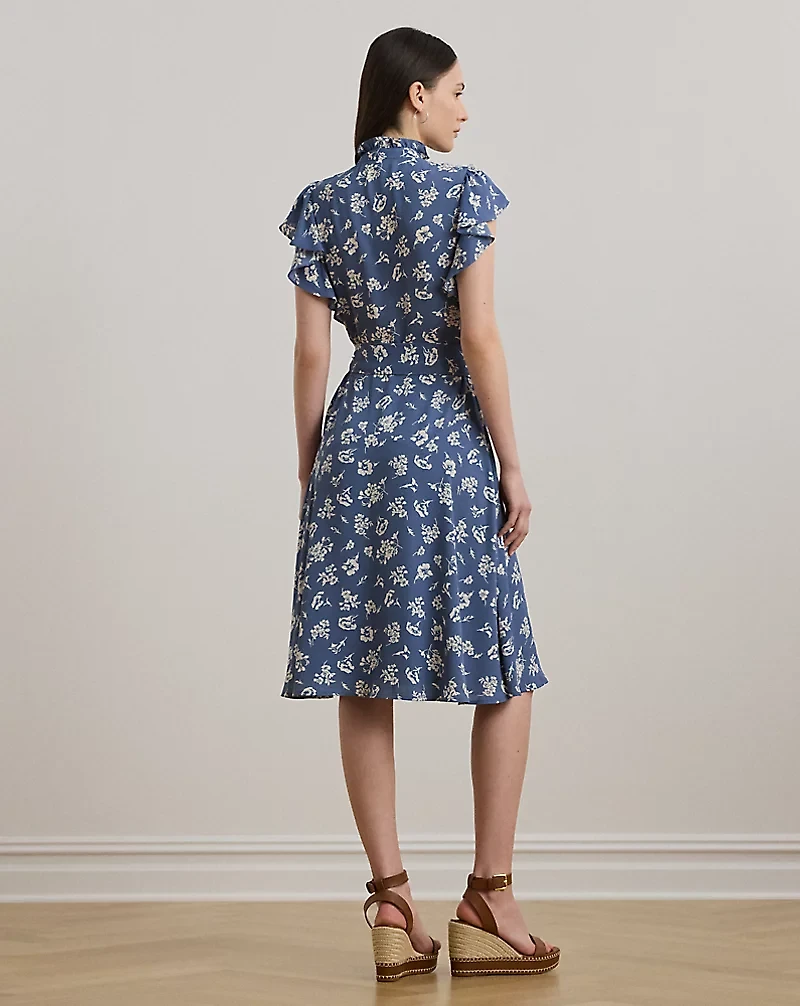 Floral Belted Georgette Shirtdress