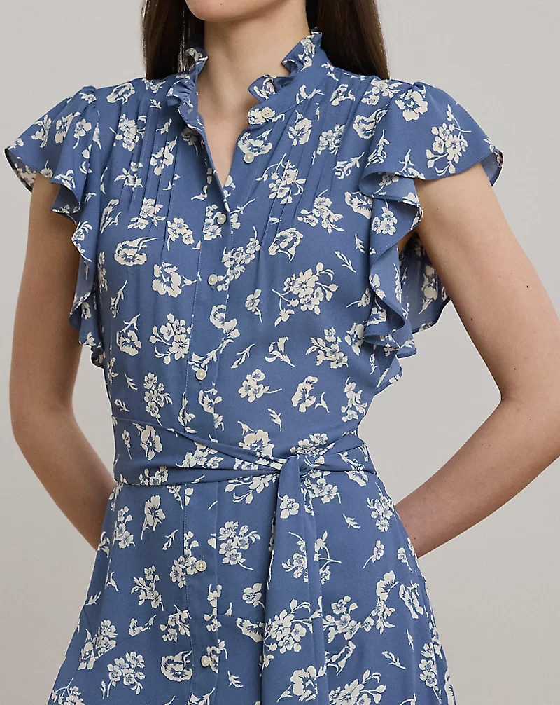Floral Belted Georgette Shirtdress