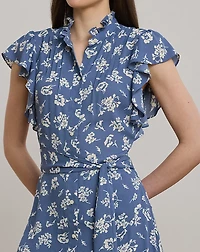 Floral Belted Georgette Shirtdress