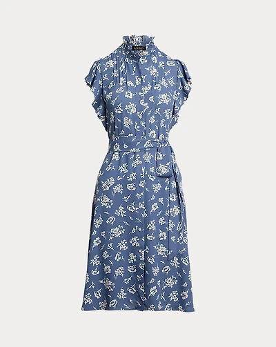 Floral Belted Georgette Shirtdress