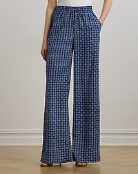 Geo-Print Crepe Wide-Leg Pant