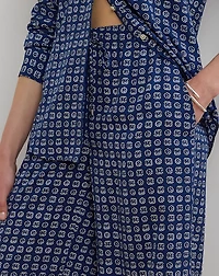Geo-Print Crepe Wide-Leg Pant