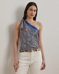 Paisley Twill One-Shoulder Blouse